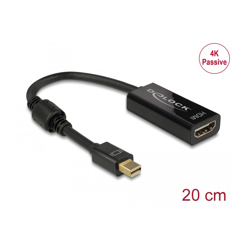 Delock Adapter mini DisplayPort 1.2 Stecker - HDMI Buchse 4K Passiv schwarz