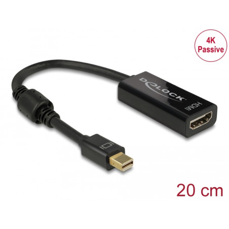 Delock Adapter mini DisplayPort 1.2 Stecker - HDMI Buchse 4K Passiv schwarz
