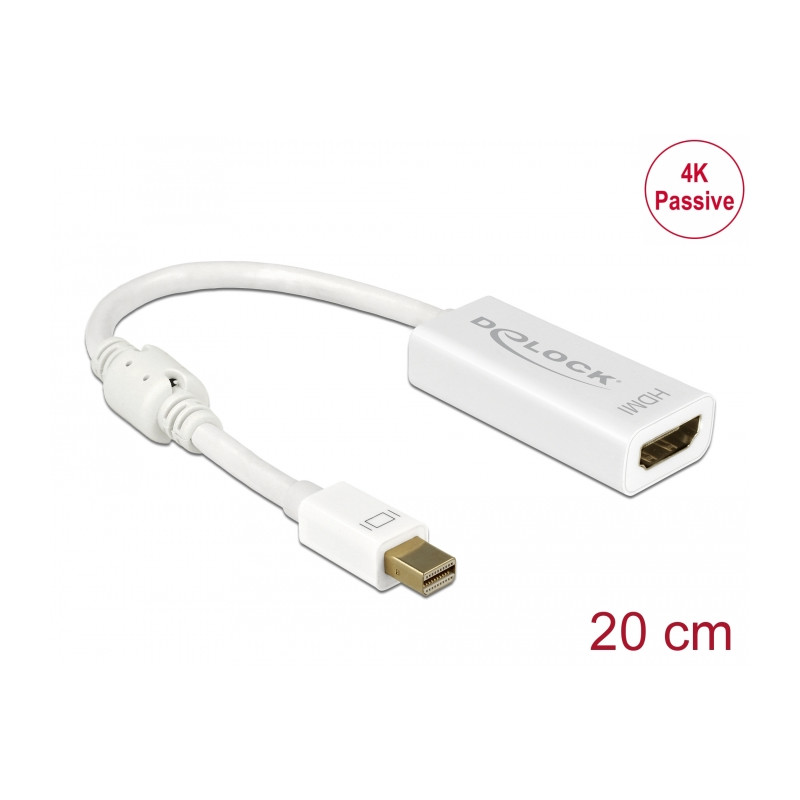 Delock Adapter mini DisplayPort 1.2 Stecker - HDMI Buchse 4K Passiv weiß