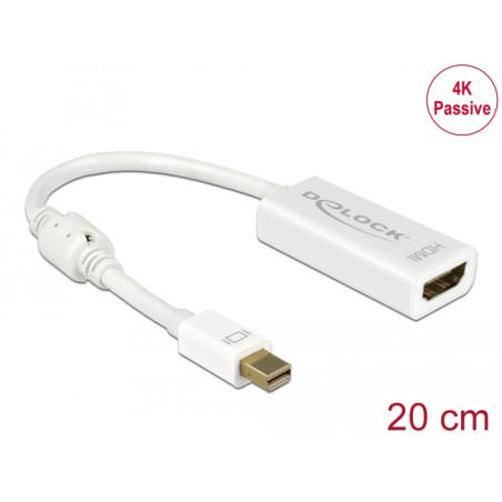 Delock Adapter mini DisplayPort 1.2 Stecker - HDMI Buchse 4K Passiv weiß