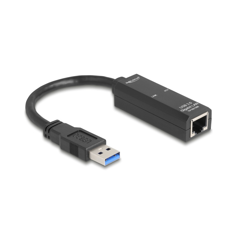 Delock USB Typ-A Netzwerk Adapter Gigabit LAN 1 x RJ45 schwarz