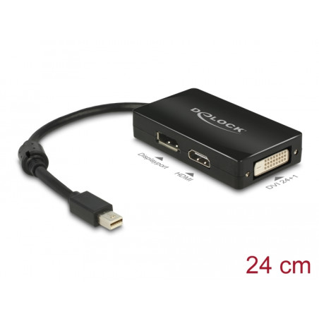 Delock Adapter mini DisplayPort 1.1 Stecker - DisplayPort / HDMI / DVI Buchse Passiv schwarz