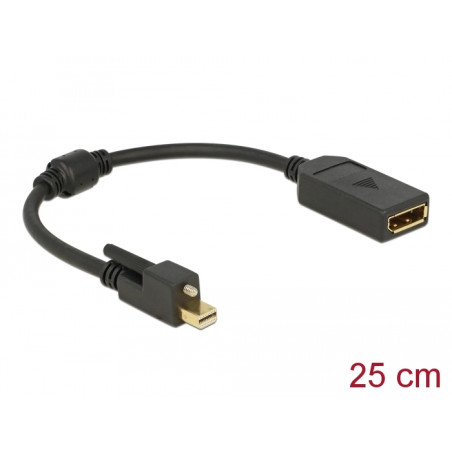 Delock Adapter mini DisplayPort 1.2 Stecker mit Schraube - DisplayPort Buchse 4K schwarz