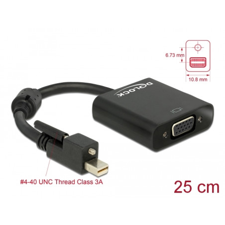 Delock Adapter mini DisplayPort 1.2 Stecker mit Schraube - VGA Buchse schwarz