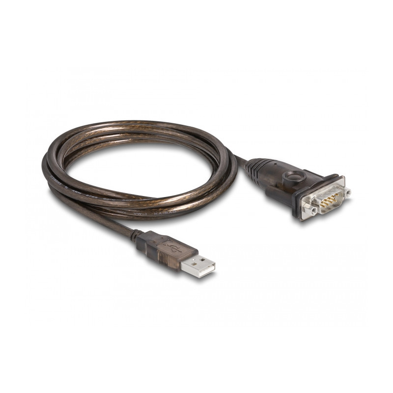 Delock Adapter USB 2.0 Typ-A zu 1 x Seriell RS-232 D-Sub 9 Pin Stecker mit Muttern 1,5 m