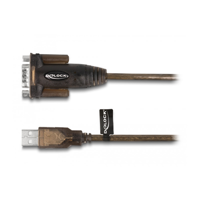 Delock Adapter USB 2.0 Typ-A zu 1 x Seriell RS-232 D-Sub 9 Pin Stecker mit Muttern 1,5 m
