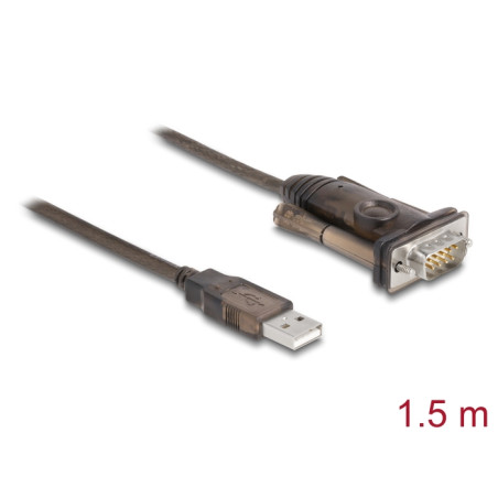 Delock Adapter USB 2.0 Typ-A zu 1 x Seriell RS-232 D-Sub 9 Pin Stecker mit Schrauben 1,5 m