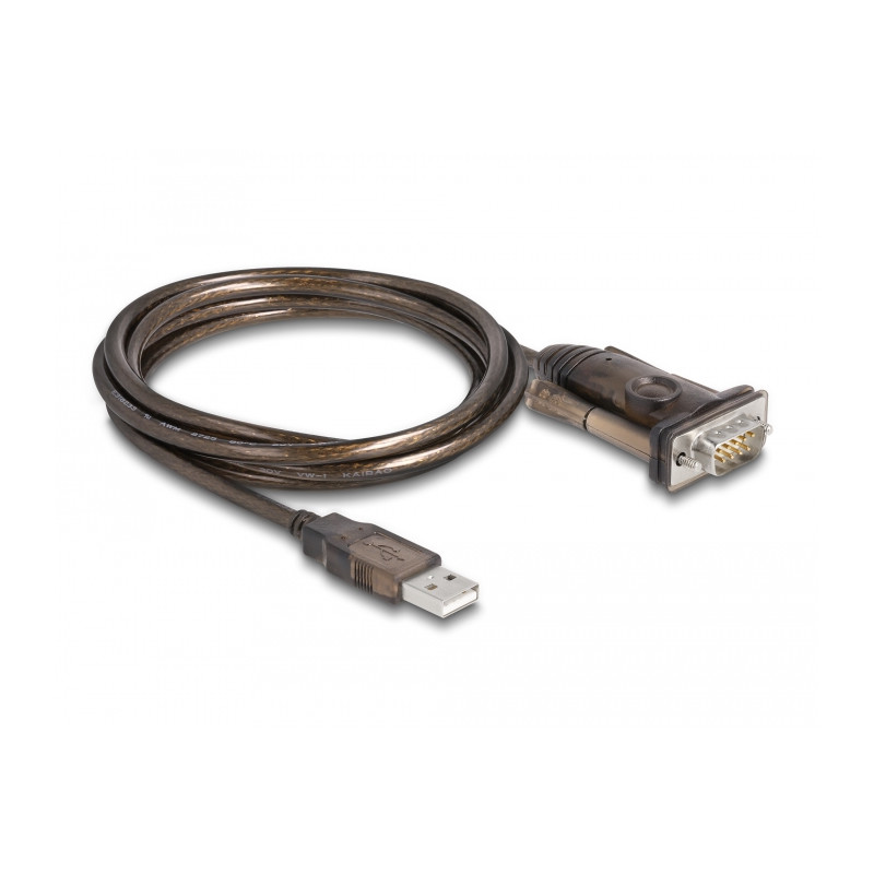 Delock Adapter USB 2.0 Typ-A zu 1 x Seriell RS-232 D-Sub 9 Pin Stecker mit Schrauben 1,5 m