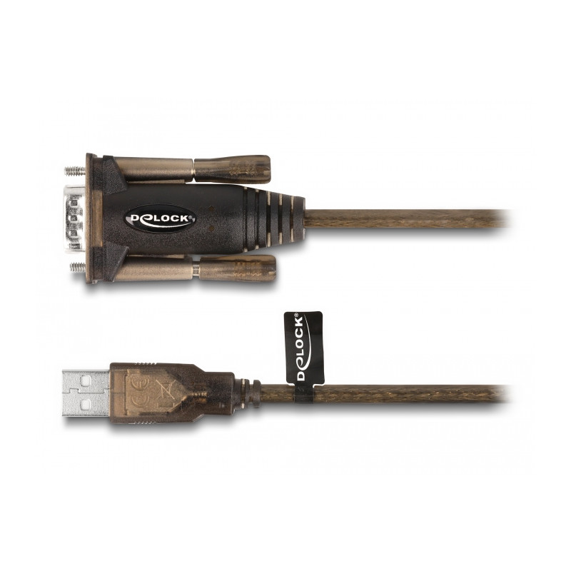 Delock Adapter USB 2.0 Typ-A zu 1 x Seriell RS-232 D-Sub 9 Pin Stecker mit Schrauben 1,5 m