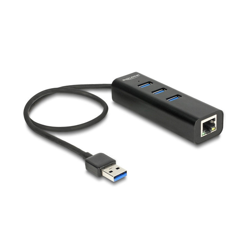 Delock USB 5 Gbps Hub 3 Port + 1 Port Gigabit LAN 10/100/1000 Mbps