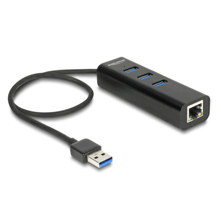 Delock USB 5 Gbps Hub 3 Port + 1 Port Gigabit LAN 10/100/1000 Mbps