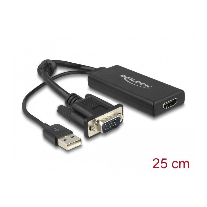 Delock VGA zu HDMI Adapter mit Audio schwarz