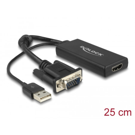 Delock VGA zu HDMI Adapter mit Audio schwarz