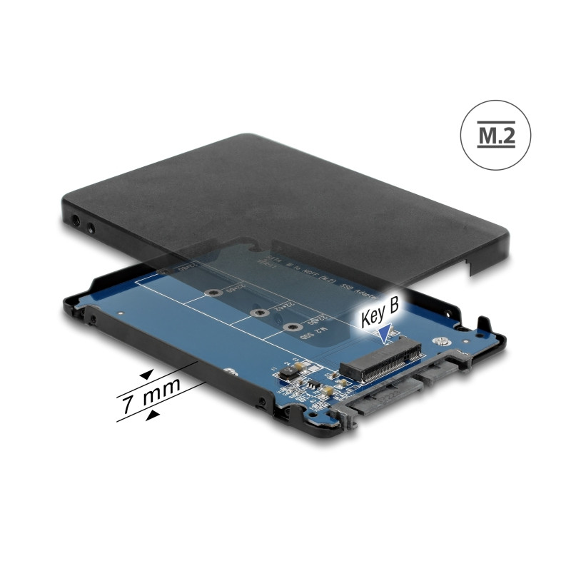 Delock 2.5″ Konverter SATA 22 Pin - M.2 mit Gehäuse