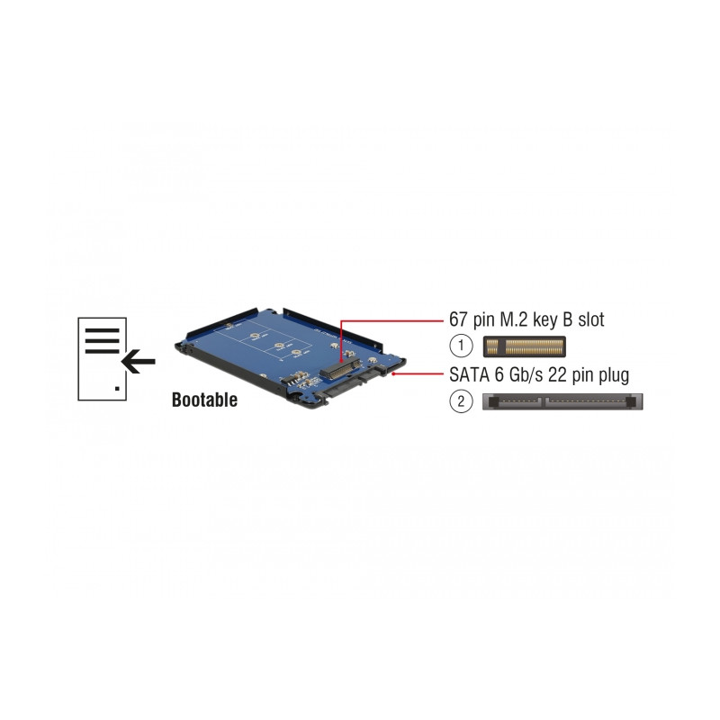 Delock 2.5″ Konverter SATA 22 Pin - M.2 mit Gehäuse