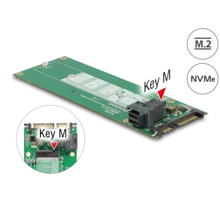 Delock Konverter SATA 22 Pin / SFF-8643 NVMe - 1 x M.2 Key M