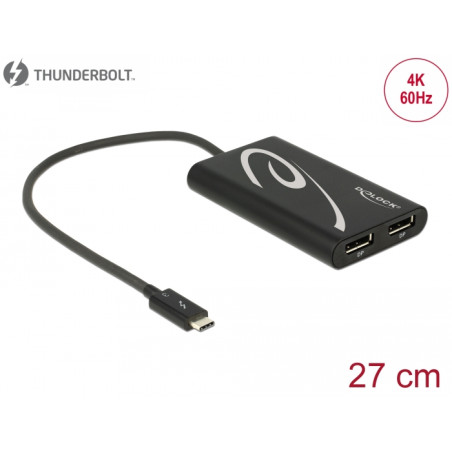 Delock Adapter Thunderbolt™ 3 Stecker - 2 x DisplayPort Buchse 4K 60 Hz