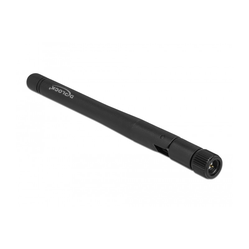 Delock 5G 3,3 - 5,0 GHz Antenne SMA Stecker -1,0 - 4,5 dBi 10,9 cm omnidirektional mit Kippgelenk und flexiblem Material schwarz