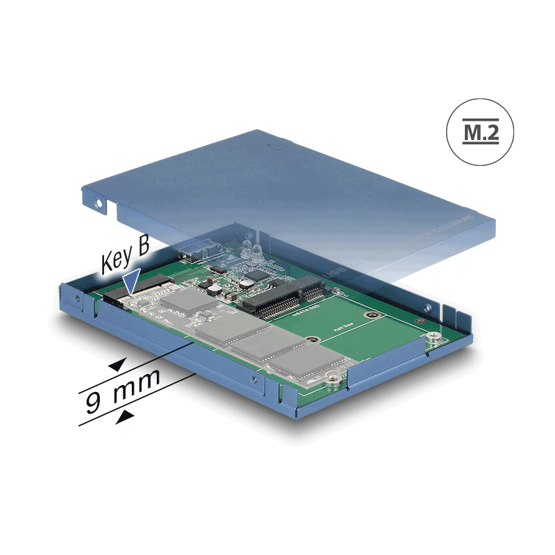 Delock 2.5″ Konverter USB 10 Gbps Micro-B Buchse zu M.2 / mSATA mit Gehäuse