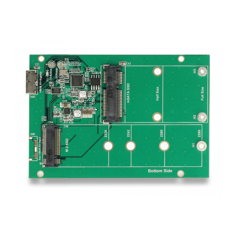Delock 2.5″ Konverter USB 10 Gbps Micro-B Buchse zu M.2 / mSATA mit Gehäuse