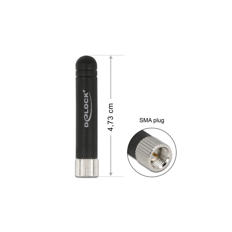 Delock ISM 433 MHz Antenne SMA Stecker -0,5 dBi omnidirektional flexibel schwarz