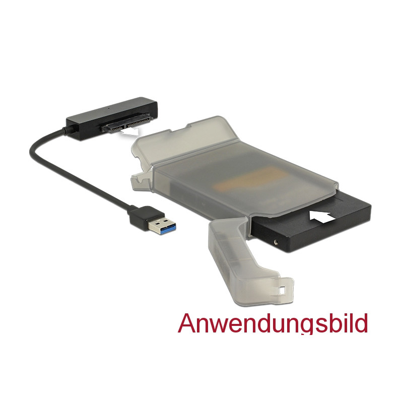 Delock Konverter USB 5 Gbps Typ-A Stecker - 22 Pin SATA 6 Gb/s mit 2.5″ Schutzhülle