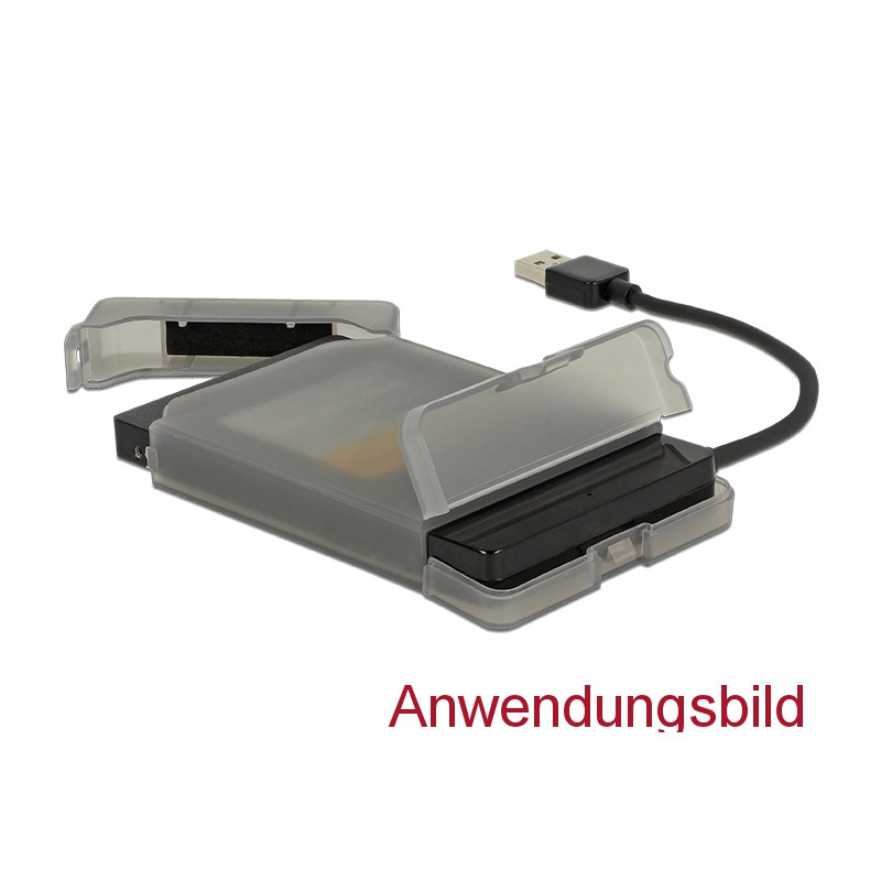Delock Konverter USB 5 Gbps Typ-A Stecker - 22 Pin SATA 6 Gb/s mit 2.5″ Schutzhülle