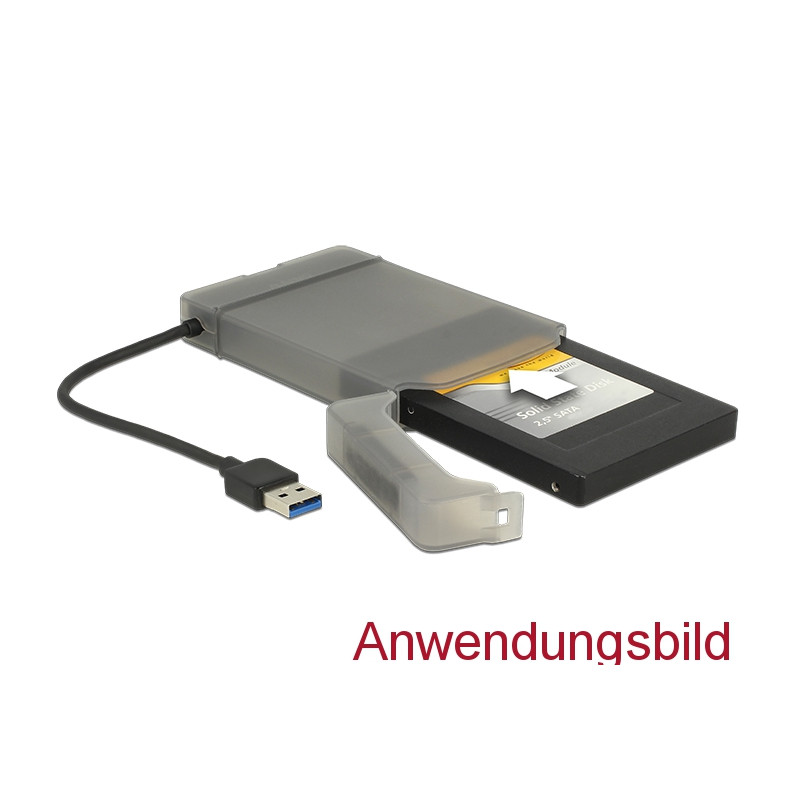 Delock Konverter USB 5 Gbps Typ-A Stecker - 22 Pin SATA 6 Gb/s mit 2.5″ Schutzhülle