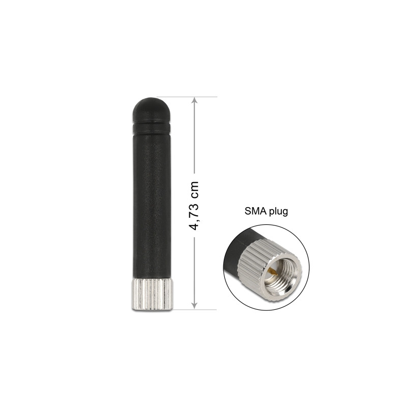 Delock LPWAN 868 MHz Antenne SMA Stecker 1,6 dBi omnidirektional starr schwarz