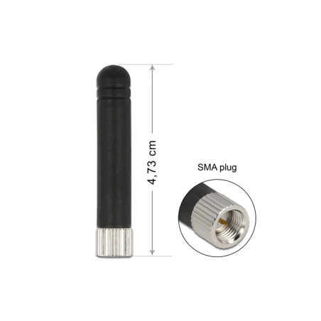 Delock LPWAN 868 MHz Antenne SMA Stecker 1,6 dBi omnidirektional starr schwarz