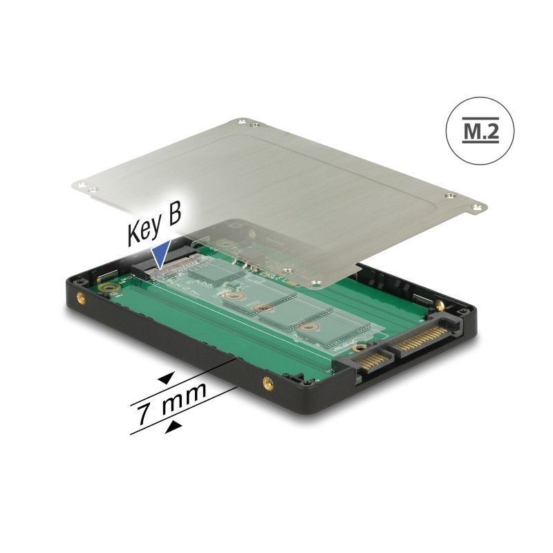 Delock 2.5″ Konverter SATA 22 Pin - M.2 mit Gehäuse