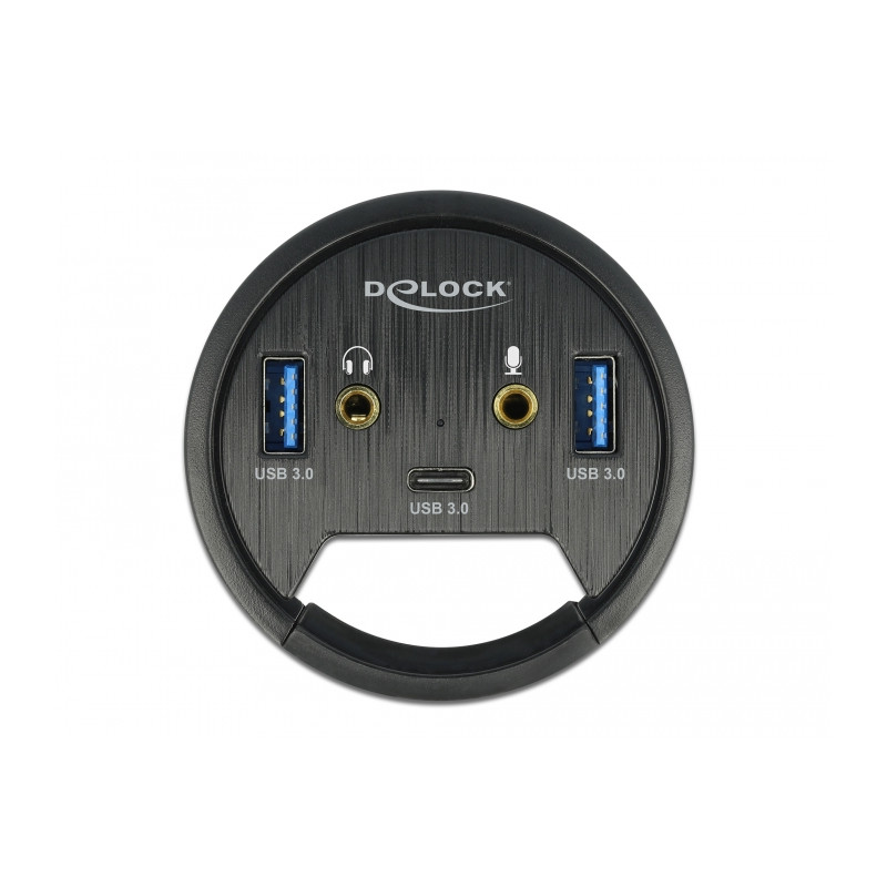 Delock 3 Port Tisch-Hub 1 x USB Type-C™ und 2 x USB Typ-A + HD-Audio Ports