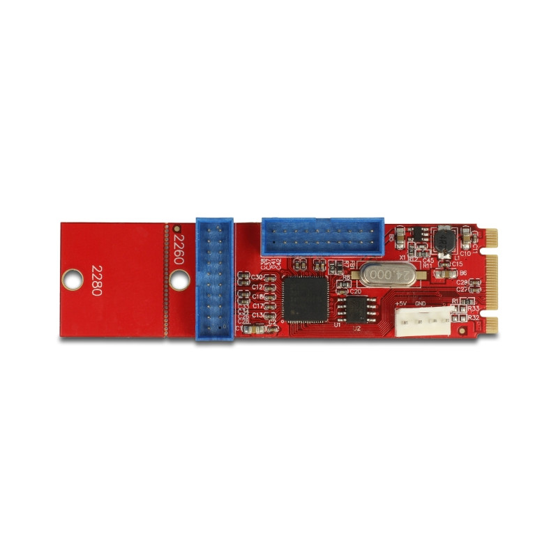 Delock Konverter M.2 Key B+M Stecker zu 2 x USB 5 Gbps Pfostenstecker