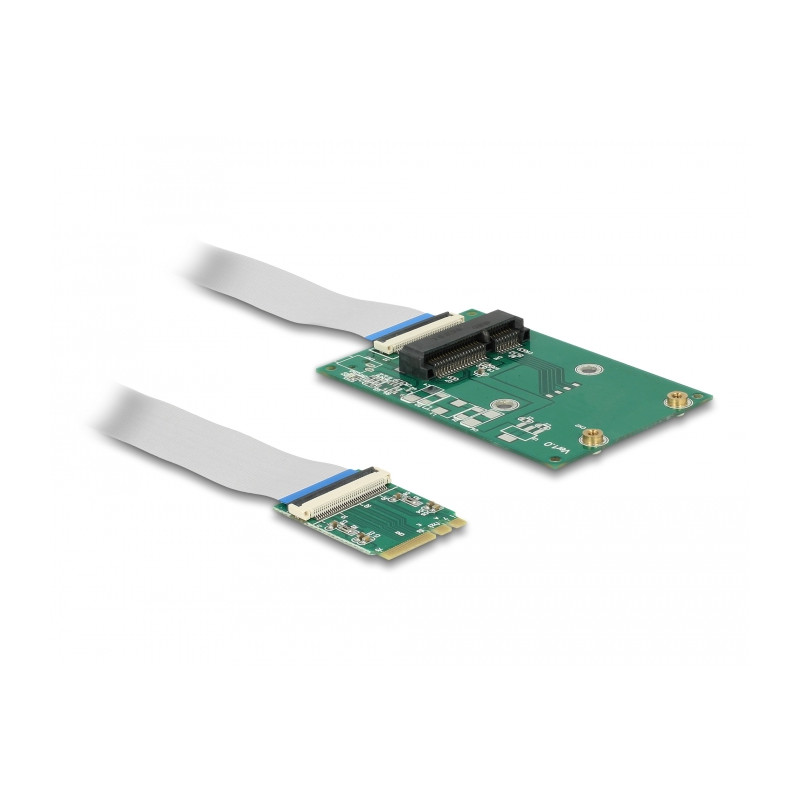 Delock Konverter M.2 Key A+E Stecker - 1 x Mini PCIe Slot half size / full size mit flexiblem Kabel