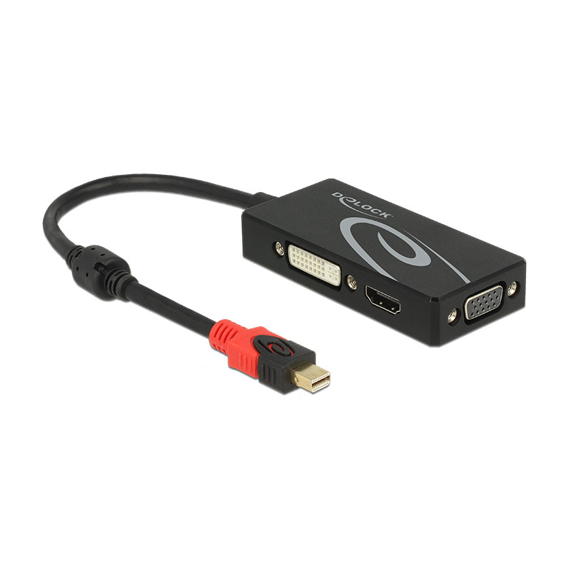 Delock Adapter mini DisplayPort 1.2 Stecker - VGA / HDMI / DVI Buchse 4K Passiv schwarz