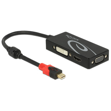 Delock Adapter mini DisplayPort 1.2 Stecker - VGA / HDMI / DVI Buchse 4K Passiv schwarz
