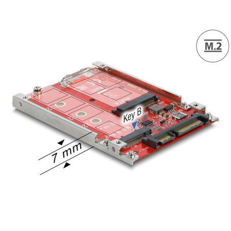 Delock 2.5″ Konverter SATA 22 Pin - M.2 / mSATA mit Rahmen 7 mm