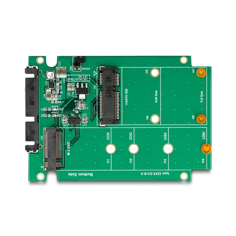Delock 2.5″ Konverter SATA 22 Pin - 1 x M.2 Key B + 1 x mSATA - 9,5 mm