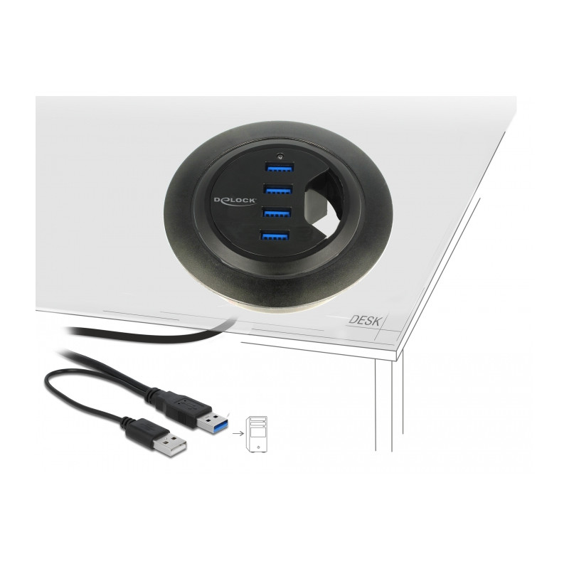 Delock Tisch-Hub 4 Port USB 5 Gbps