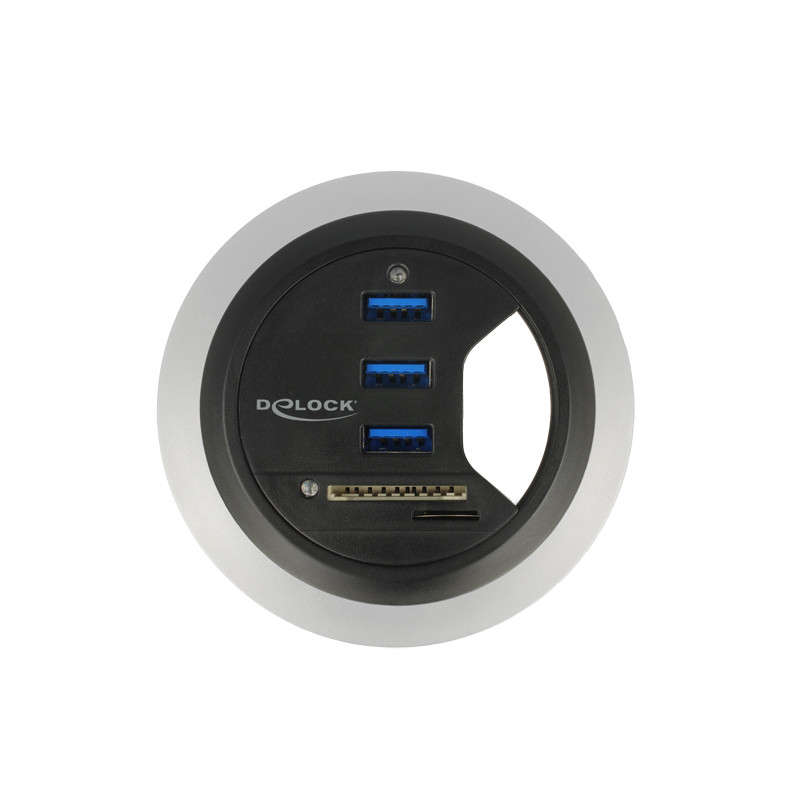 Delock Tisch-Hub 3 Port USB 3.0 + 2 Slot SD Card Reader