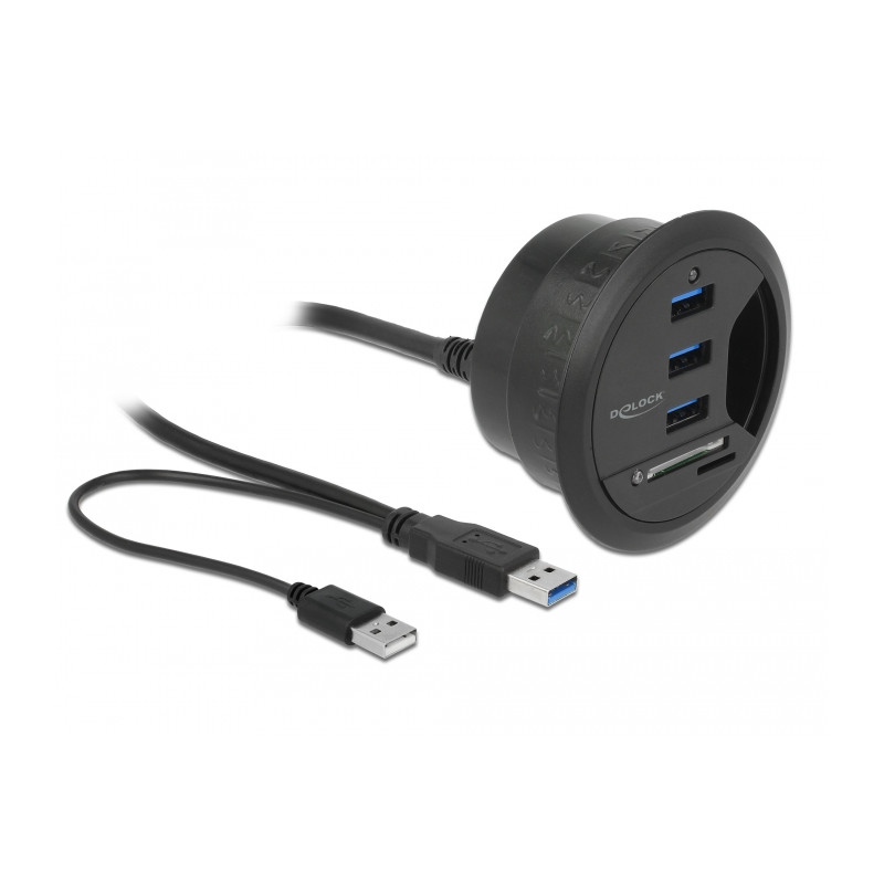 Delock Tisch-Hub 3 Port USB 3.0 + 2 Slot SD Card Reader
