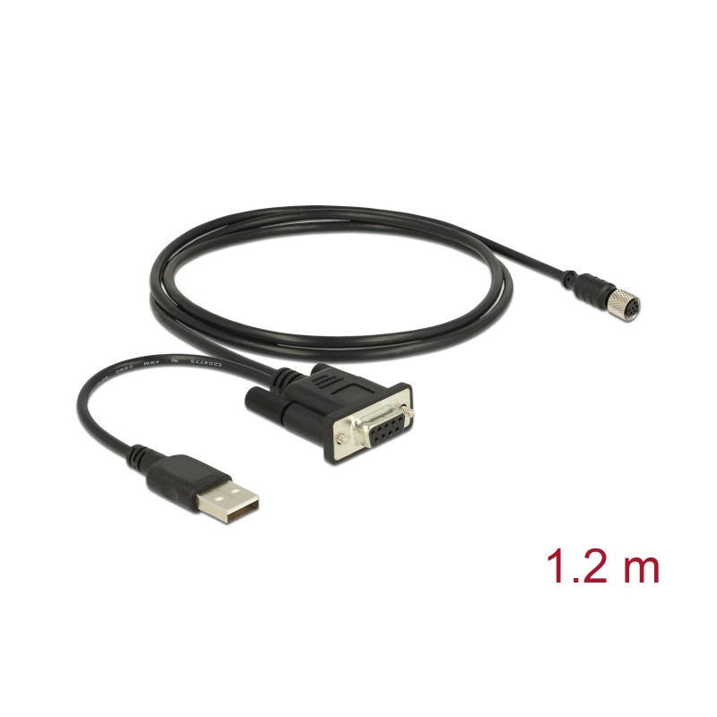 Navilock Anschlusskabel M8 Buchse wasserdicht - DB9 Buchse RS-232 1,2 m