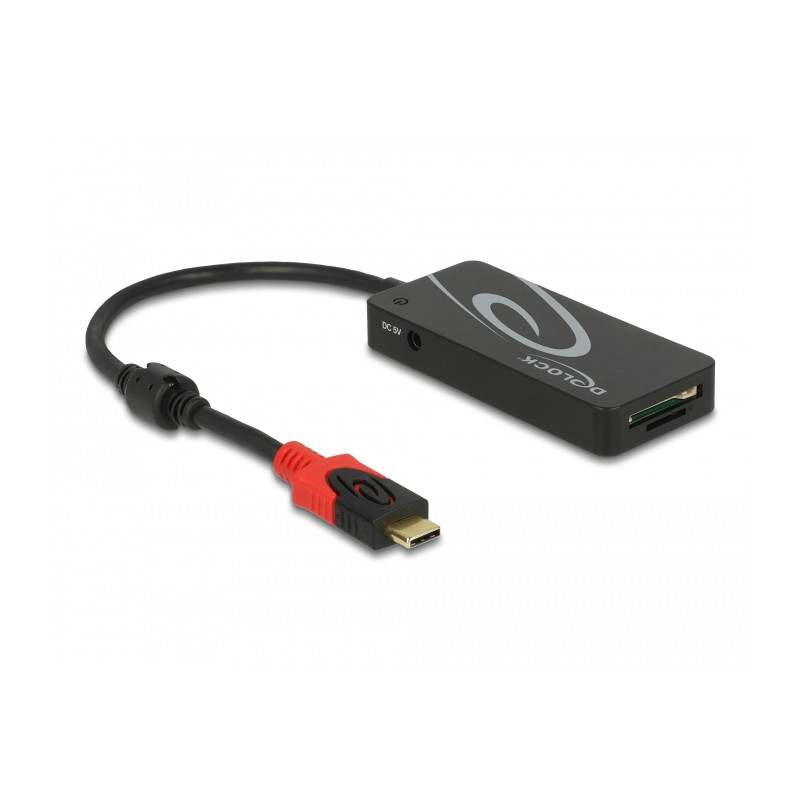 Delock Externer USB 3.2 Gen 1 Hub USB Type-C™ - 3 x USB Typ-A + 2 Slot SD Card Reader schwarz