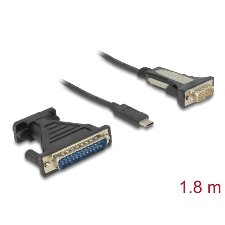 Delock Adapter USB Type-C™ - 1 x Seriell DB9 RS-232 + Adapter DB25