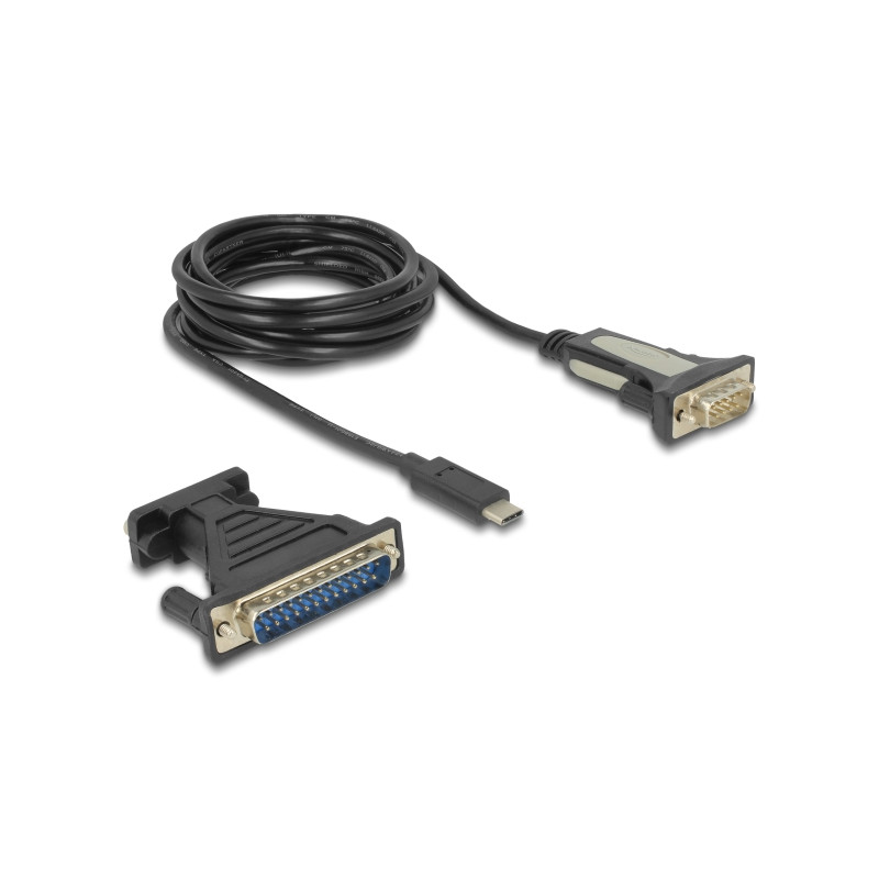 Delock Adapter USB Type-C™ - 1 x Seriell DB9 RS-232 + Adapter DB25