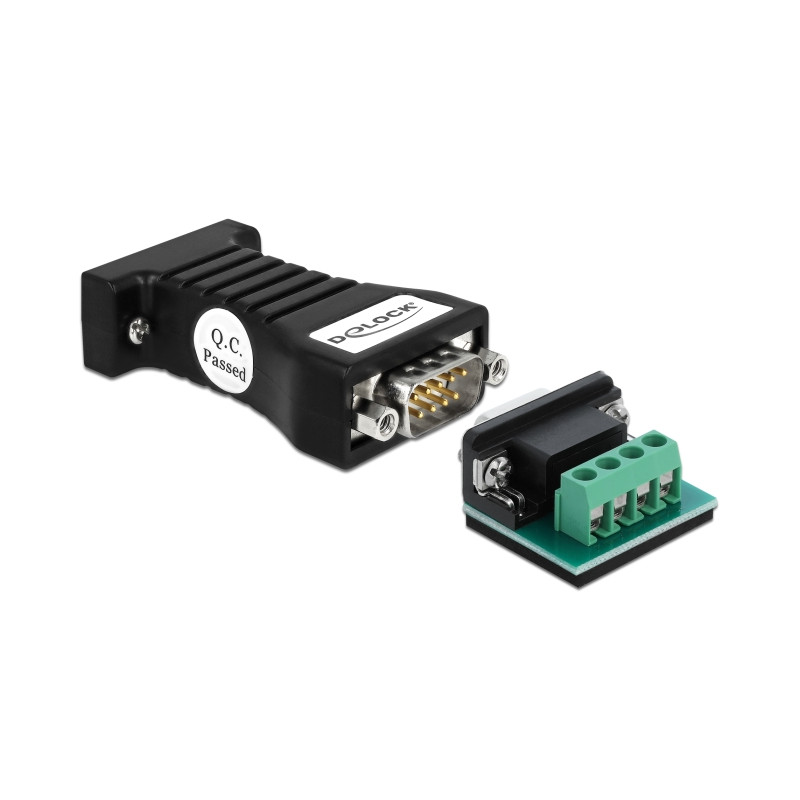 Delock Konverter 1 x Seriell RS-232 DB9 zu 1 x Seriell RS-485 mit ESD Schutz 15 kV Überspannungsschutz 600 W und erweiterter Tem