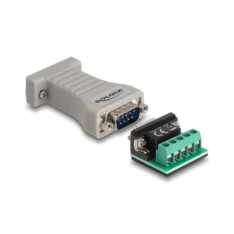 Delock Konverter 1 x Seriell RS-232 DB9 Buchse zu 1 x Seriell RS-422/485 DB9 Stecker mit ESD Schutz 15 kV