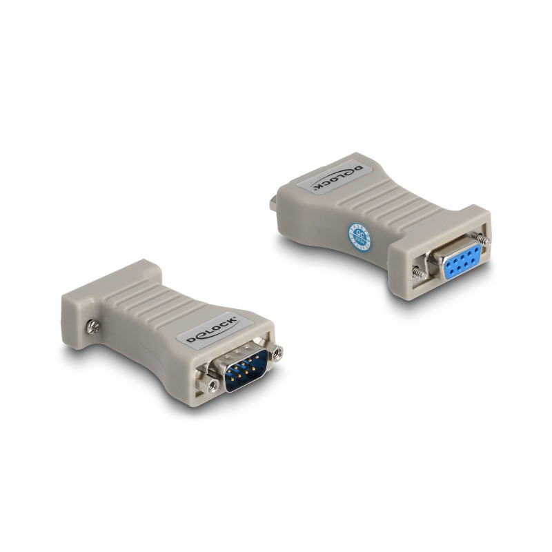 Delock Konverter 1 x Seriell RS-232 DB9 Buchse zu 1 x Seriell RS-422/485 DB9 Stecker mit ESD Schutz 15 kV