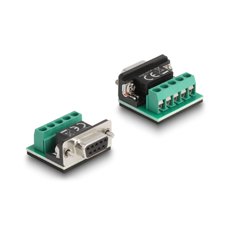 Delock Konverter 1 x Seriell RS-232 DB9 Buchse zu 1 x Seriell RS-422/485 DB9 Stecker mit ESD Schutz 15 kV
