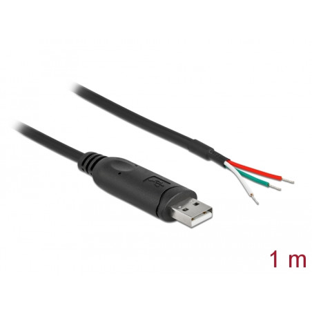 Delock Adapterkabel USB 2.0 Typ-A zu seriell RS-232 mit 3 offenen Kabelenden 1 m